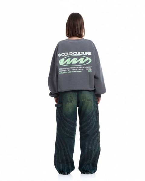 Cold Culture Worldwide Circle Crewneck Sweatshirts Dark Grey | 59871-VZMS