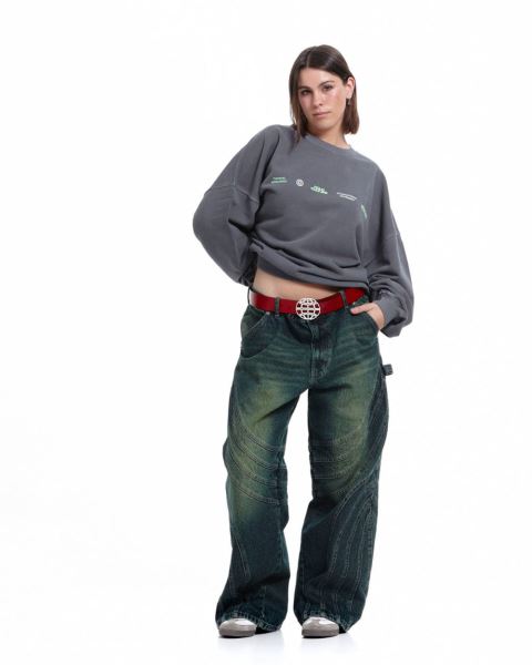 Cold Culture Worldwide Circle Crewneck Sweatshirts Dark Grey | 59871-VZMS