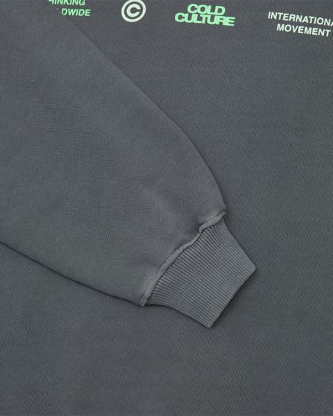 Cold Culture Worldwide Circle Crewneck Sweatshirts Dark Grey | 59871-VZMS