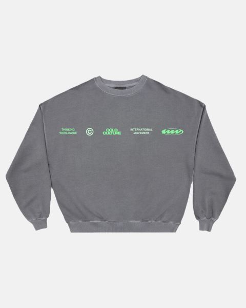 Cold Culture Worldwide Circle Crewneck Sweatshirts Dark Grey | 59871-VZMS