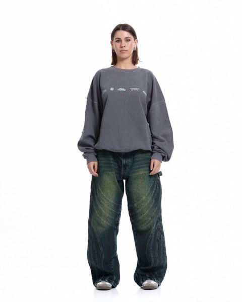 Cold Culture Worldwide Circle Crewneck Sweatshirts Dark Grey | 59871-VZMS