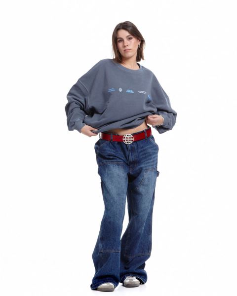 Cold Culture Worldwide Circle Crewneck Sweatshirts Dark Blue | 10672-IXMN