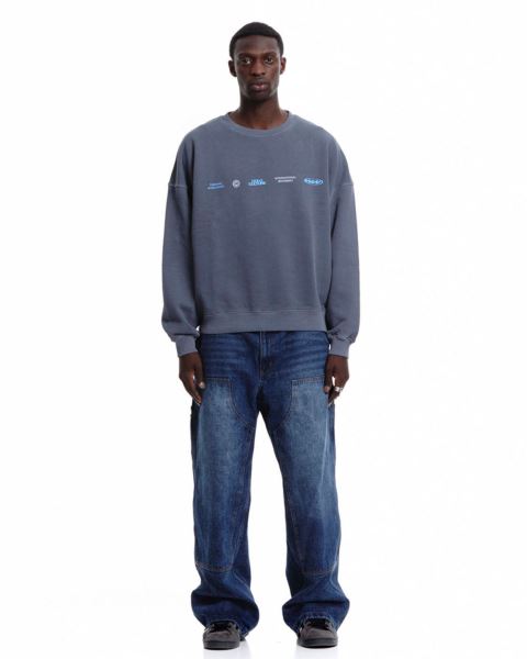 Cold Culture Worldwide Circle Crewneck Sweatshirts Dark Blue | 10672-IXMN