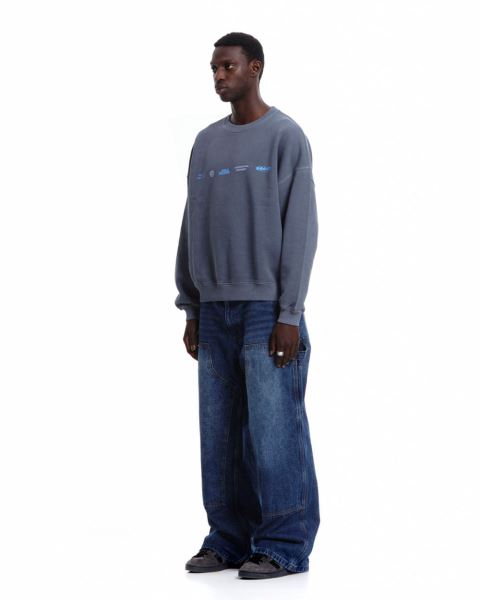 Cold Culture Worldwide Circle Crewneck Sweatshirts Dark Blue | 10672-IXMN