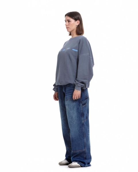 Cold Culture Worldwide Circle Crewneck Sweatshirts Dark Blue | 10672-IXMN