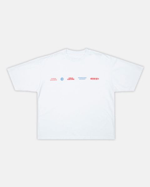 Cold Culture Worldwide Circle T Shirt White Blue | 97265-TUKS