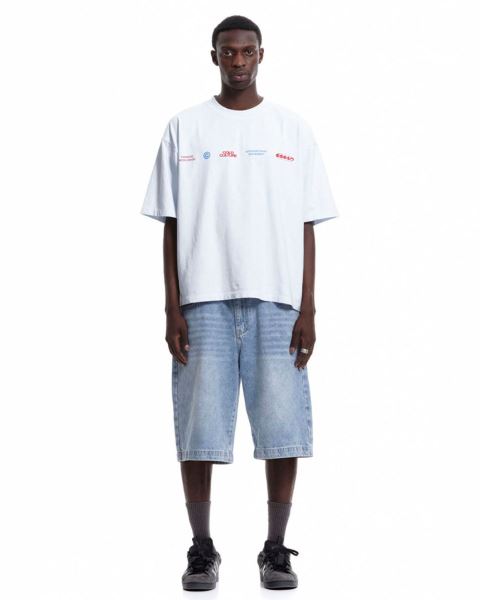Cold Culture Worldwide Circle T Shirt White Blue | 97265-TUKS
