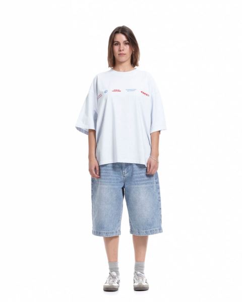 Cold Culture Worldwide Circle T Shirt White Blue | 97265-TUKS
