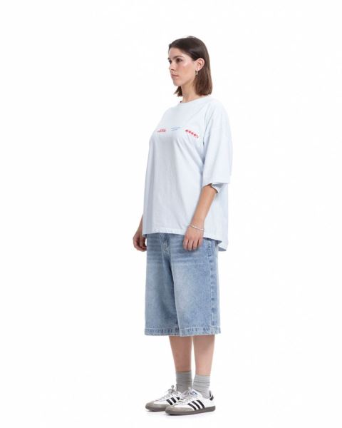 Cold Culture Worldwide Circle T Shirt White Blue | 97265-TUKS