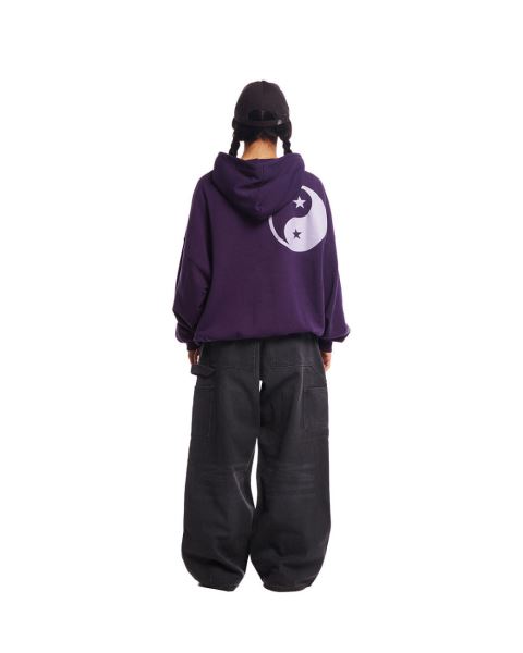 Cold Culture Yin Yang Hoodie Dark Purple | 67190-YZIS
