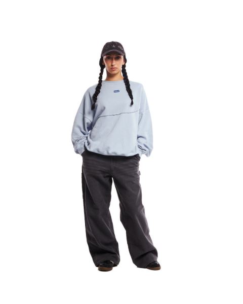 Cold Culture Y-y Patchwork Crewneck Sweatshirts Lavender Blue | 79825-BDJY