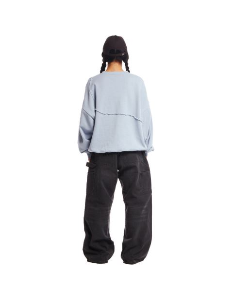 Cold Culture Y-y Patchwork Crewneck Sweatshirts Lavender Blue | 79825-BDJY